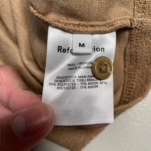 Reformation Janice Knit Crop Cardigan M Button Up 3/4 Sleeve Tan Orange - Picture 6 of 7